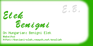 elek benigni business card